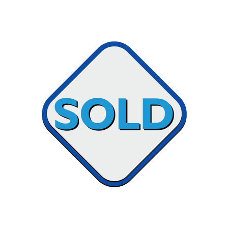 Blue Sold sign on white illustrationのイラスト素材