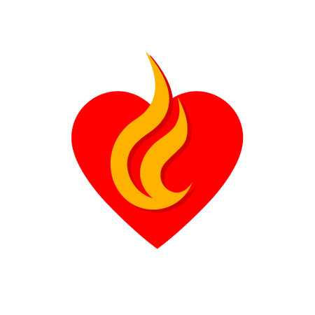 Heart Fire logo design concept, Heart and flame iconのイラスト素材