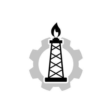 Oil Drilling Company icon, Oil rig logoのイラスト素材