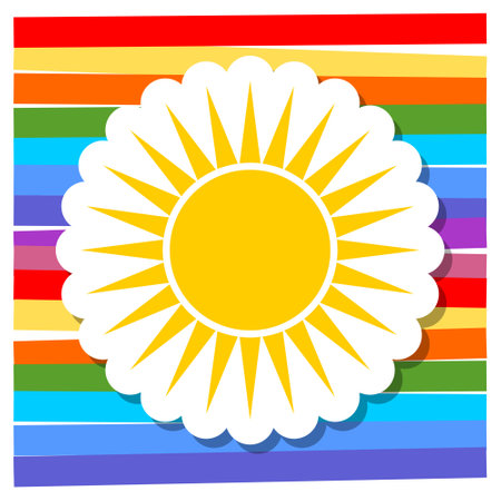 Sun symbol icon design on a colorful backgroundのイラスト素材
