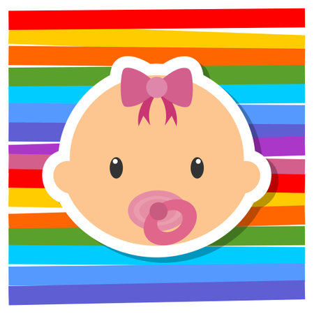 Cute little baby head icon, signのイラスト素材