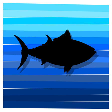 Sea underwater with fish silhouette iconのイラスト素材