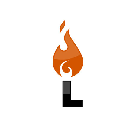 L Letter with Flame Fireのイラスト素材