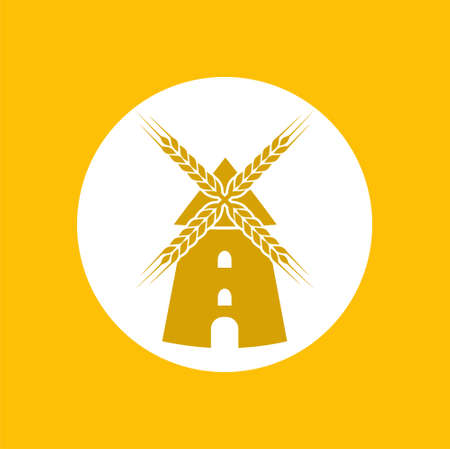 Yellow Wind Mill icon in circleのイラスト素材