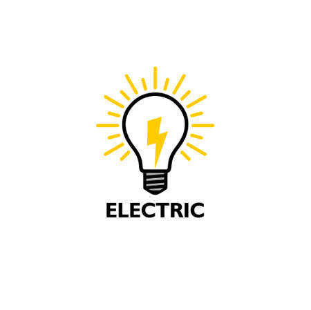 Light bulb and lightning bolt  templateのイラスト素材