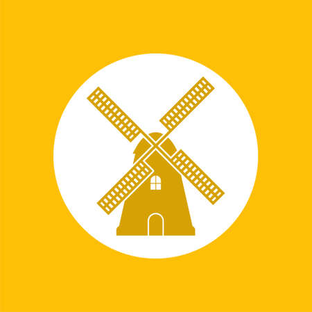 Yellow Wind Mill icon in circleのイラスト素材