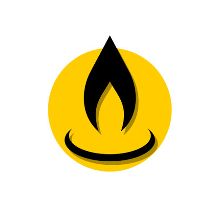Flame logo, Fire icon, oil and gas industry symbol isolated on white backgroundのイラスト素材