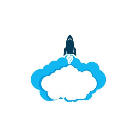 Rocket Launch, Rocket and Cloud   iconのイラスト素材