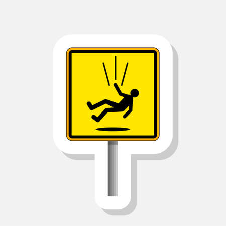 Sticker of a falling person. Wet Floor Warning Sign. Slippery roadのイラスト素材