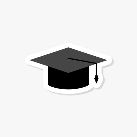 College Graduation Cap sticker isolated on white backgroundのイラスト素材