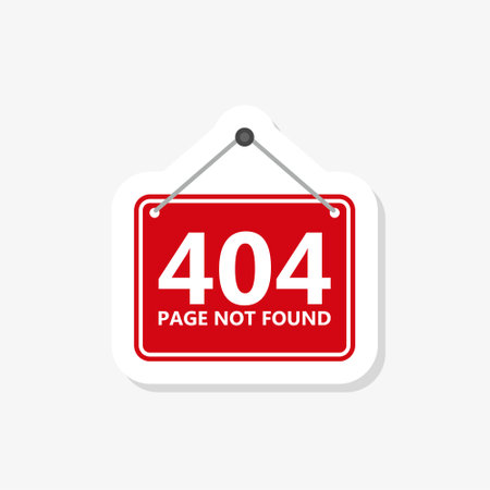 404 error. Page not found template with sign sticker