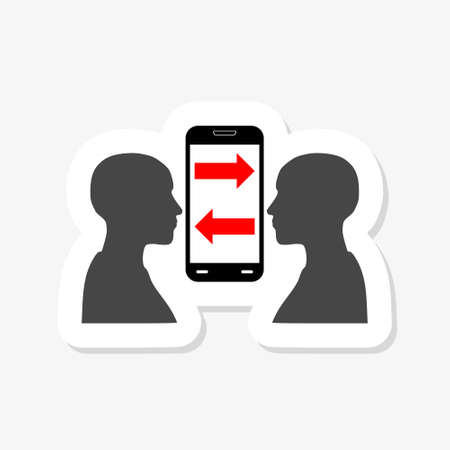 Mobile phone chat message notification simple sticker iconのイラスト素材