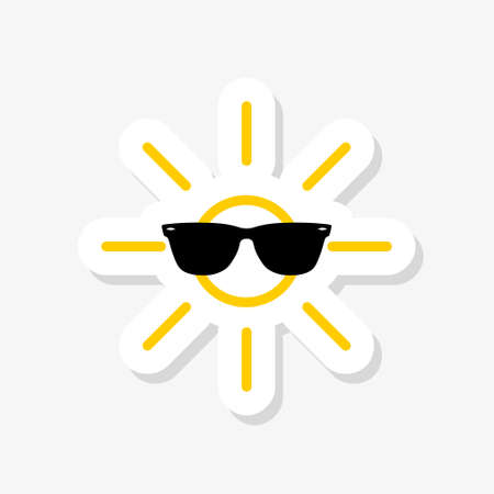 Sun with glasses sticker iconのイラスト素材