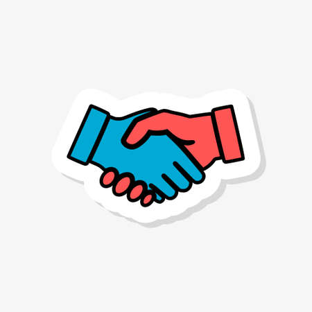 Shaking hands sticker icon isolated on white background. Shaking hands icon simple signのイラスト素材