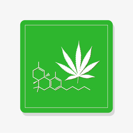 Chemistry cannabis. Cbd cannabidiol formula. Science, research marijuanaのイラスト素材