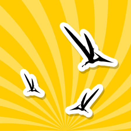 Dinosaur pterodactyl. Pterodactyls silhouette on sunset backgroundのイラスト素材