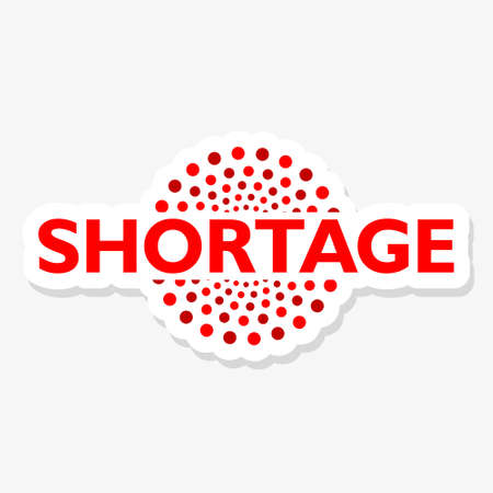 Shortage sticker icon on white background. Sign, label stickerのイラスト素材