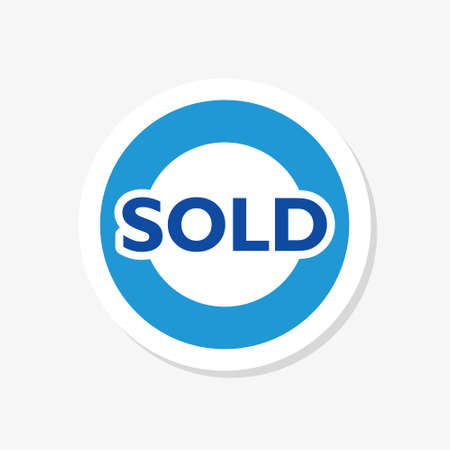 Blue sign with text Sold icon isolated on white backgroundのイラスト素材