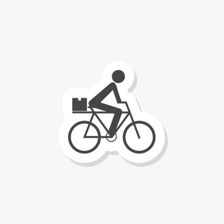 Food Delivery Bike sticker icon. Bike with box simple solid iconのイラスト素材