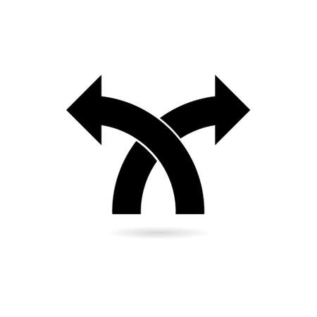 Arrow for direction towards problem or solution iconのイラスト素材