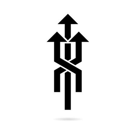 Three-way direction arrow icon in flat styleのイラスト素材