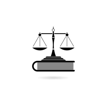 Scales of justice and book icon isolated. Symbol of law and justiceのイラスト素材