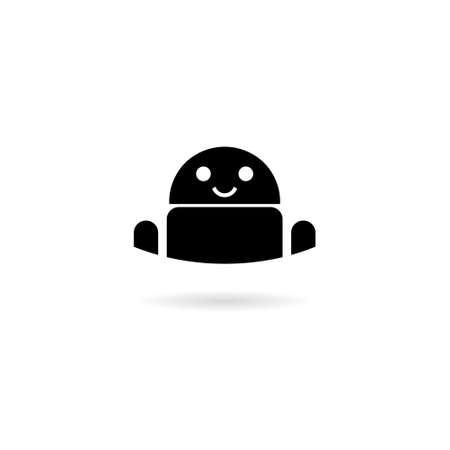 Flat illustration design of Robot Head icon on a white background.のイラスト素材