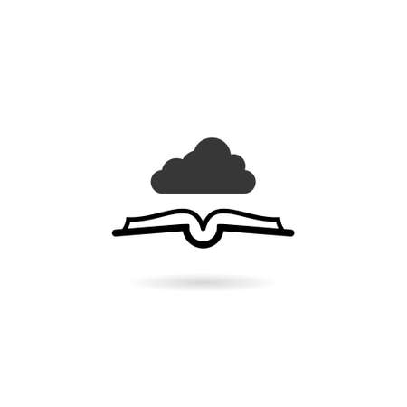Cloud book icon for web design isolated on white backgroundのイラスト素材