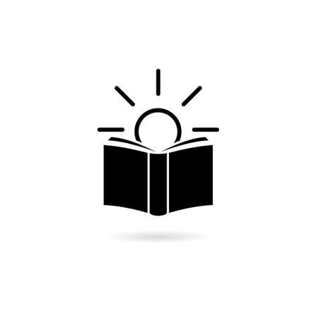 Bright sun in an open book for logo design illustrationのイラスト素材