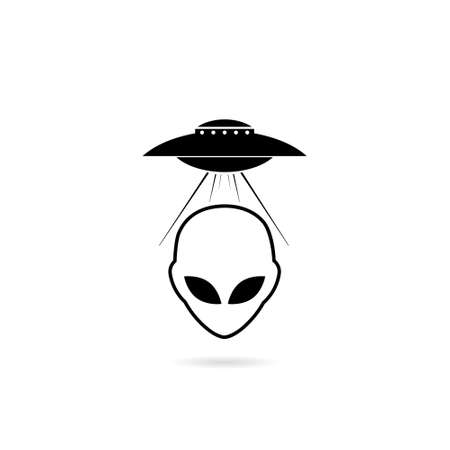 UFO alien icon for web design isolated on white backgroundのイラスト素材
