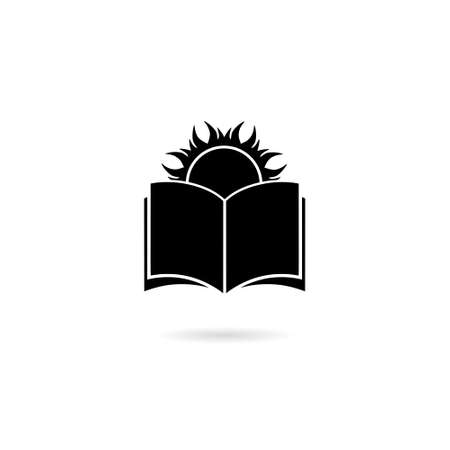 Sun set over the book bussiness element icon logoのイラスト素材