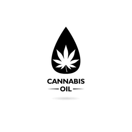Medical Cannabis oil icon design with Marijuana leaf and hemp oil dropのイラスト素材