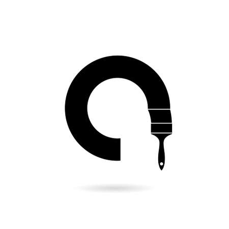 emblem of painting, repair, brush painting icon isolated on white backgroundのイラスト素材