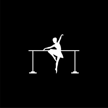 Ballerina silhouette icon on black backgroundのイラスト素材