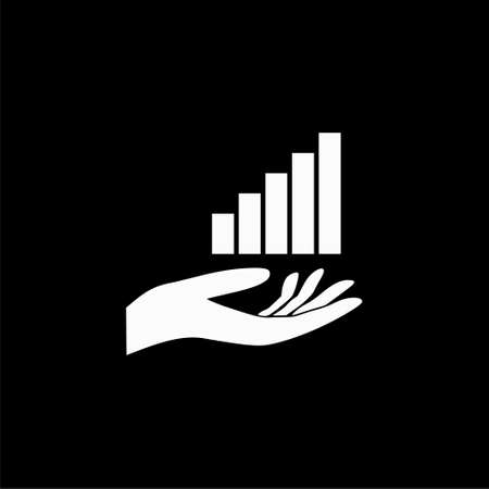 Growing Arrow sign design icon isolated on black backgroundのイラスト素材