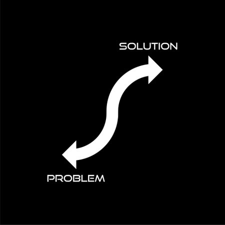 Problem and Solution concept isolated on black backgroundのイラスト素材
