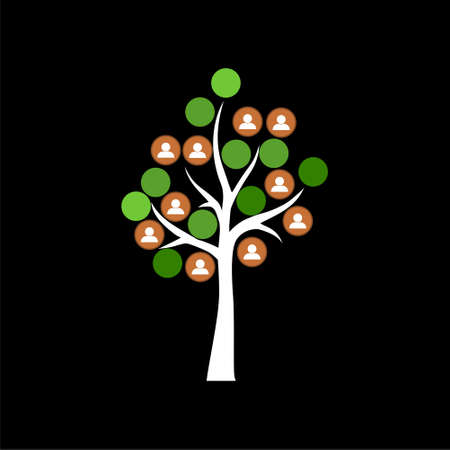 Genealogical family tree icon isolated on black backgroundのイラスト素材