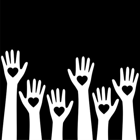 Caring up hands hearts logo design element isolated on white backgroundのイラスト素材