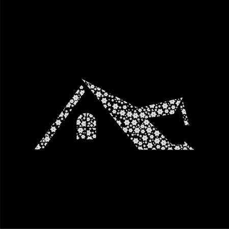 Flowers roof icon isolated on black backgroundのイラスト素材