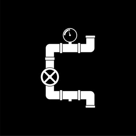 Plumbing pipes isolated icon on black backgroundのイラスト素材