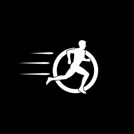Running man icon isolated on black backgroundのイラスト素材