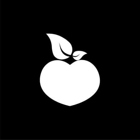 Peach icon isolated on black backgroundのイラスト素材