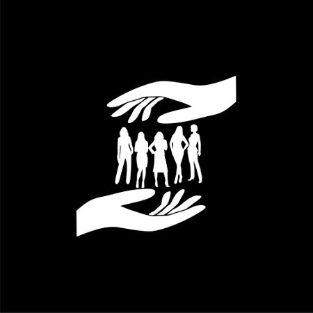 Community people care icon isolated on black backgroundのイラスト素材