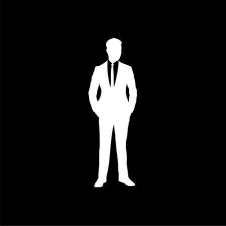 Full body silhouette of a businessman isolated on a black backgroundのイラスト素材