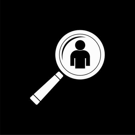 Search magnifying glass icon isolated on black backgroundのイラスト素材