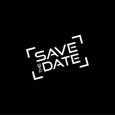 Save the date square sign isolated on black backgroundのイラスト素材