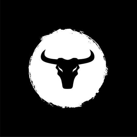Abstract simple Bull head isolated on black backgroundのイラスト素材