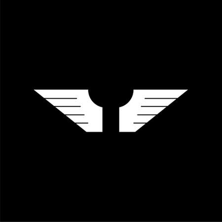 Wing Icon, Wing company isolated on black backgroundのイラスト素材