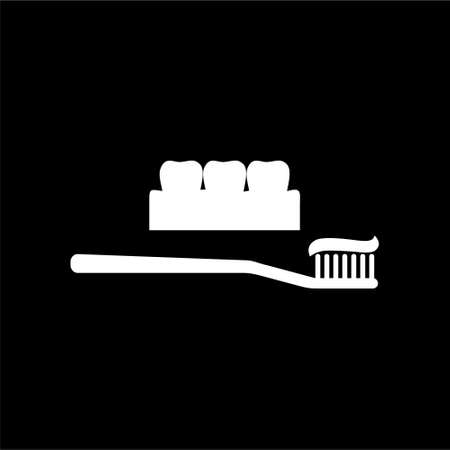 Dentist Teeth Cleaning Sign Icon isolated on black backgroundのイラスト素材