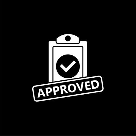 Documents approved icon isolated on black backgroundのイラスト素材